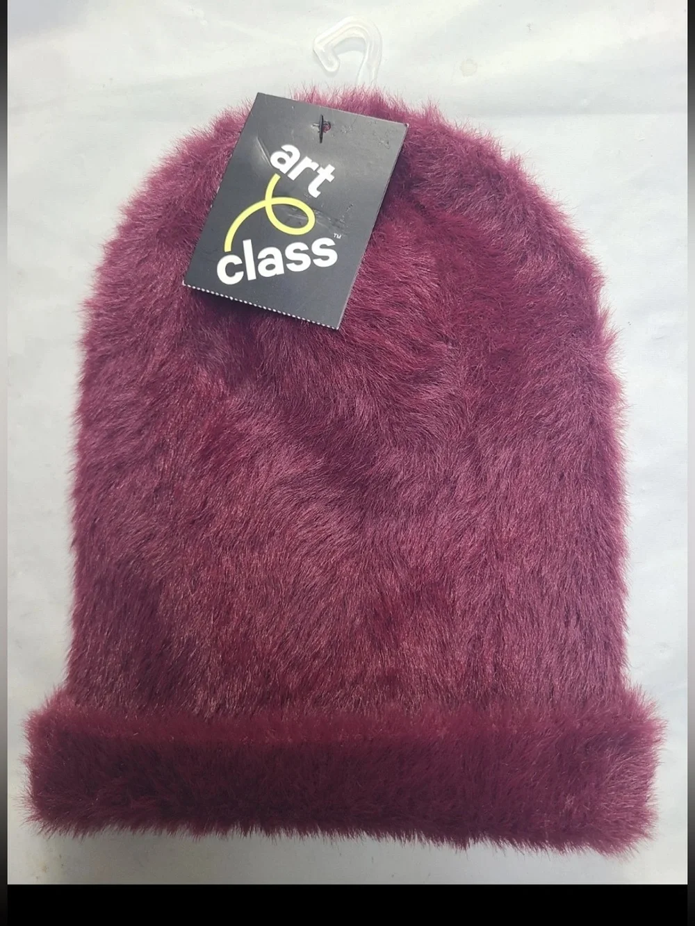 art class Faux-Fur Beanie Hat - Deep Wine